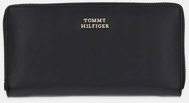 Kožená peňaženka Tommy Hilfiger čierna farba, AW0AW17498