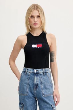 Top Tommy Jeans čierna farba, DW0DW20975