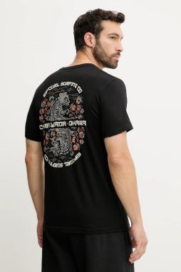 Bavlnené tričko Rip Curl DESTI ANIMALS pánske, tyrkysová farba, s potlačou, 0OHMTE