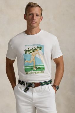 Bavlnené tričko Polo Ralph Lauren pánske, biela farba, s potlačou, 710970512