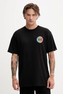 Bavlnené tričko Vans pánske, čierna farba, s potlačou, VN000M6RBLK1