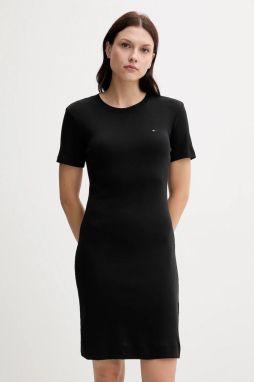 Bavlnené šaty Tommy Hilfiger červená farba, mini, áčkový strih, WW0WW42721