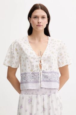 Bavlnená blúzka Pepe Jeans béžová farba, vzorovaná, PL305106