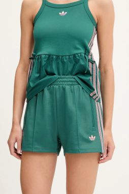 Šortky adidas Originals Shorts tyrkysová farba, vzorovaná, vysoký pás, KC0682