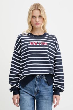 Mikina Hollister Co. tmavomodrá farba, vzorovaná, KI352-5162