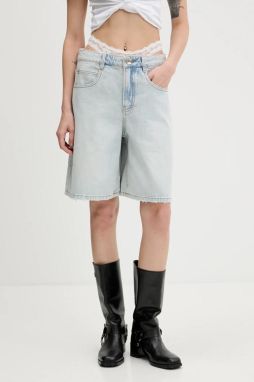 Rifľové krátke nohavice Miss Sixty jednofarebné, vysoký pás, 6S2JJ04800
