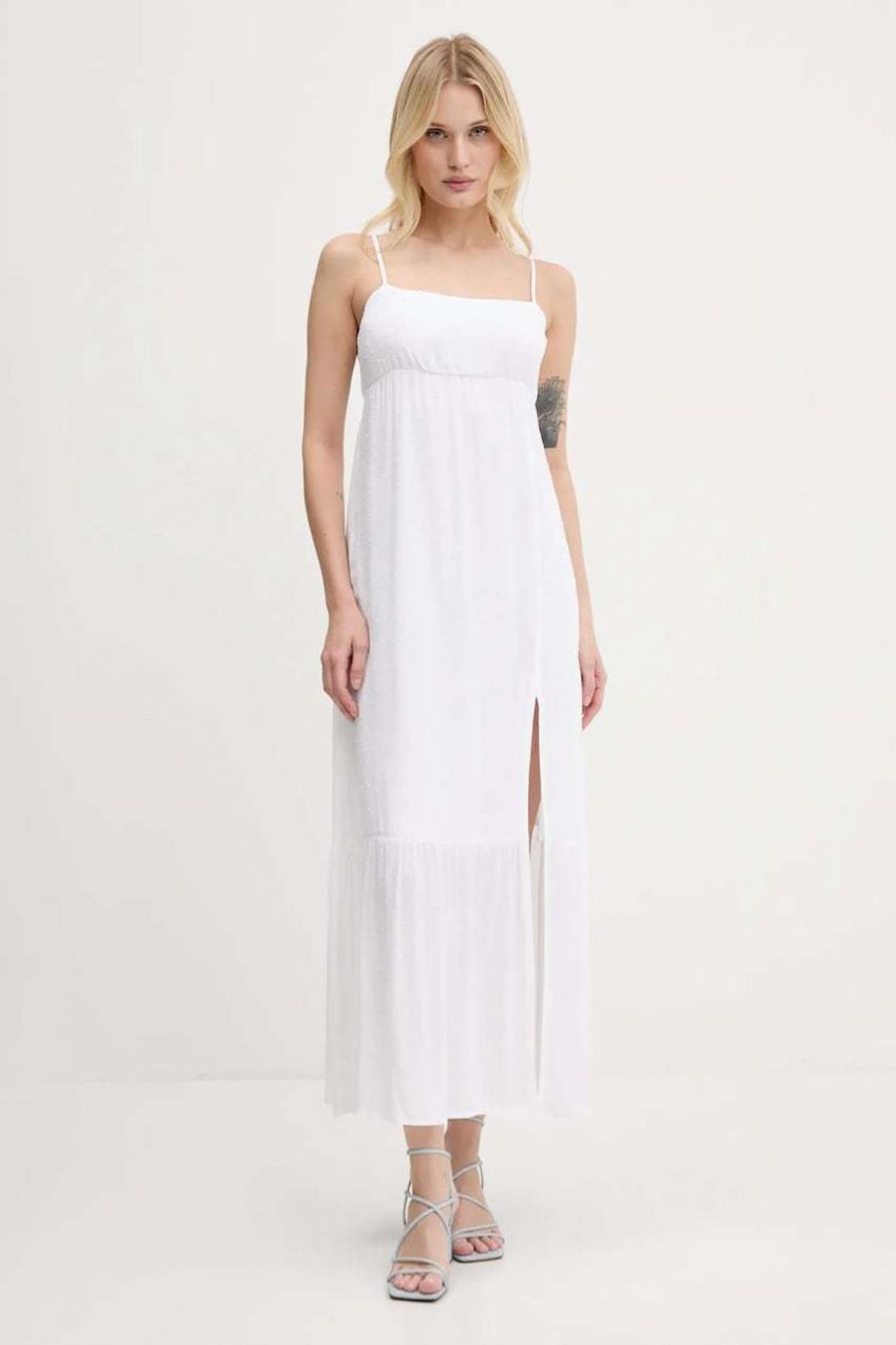 Šaty Hollister Co. biela farba, maxi, áčkový strih, KI359-1309