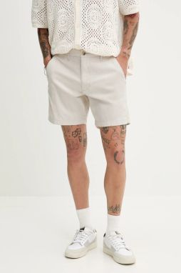 Šortky s prímesou ľanu Hollister Co. béžová farba, KI328-5167