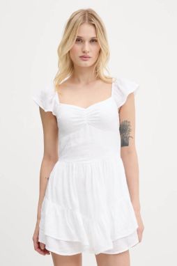 Šaty Hollister Co. biela farba, mini, áčkový strih, KI359-5241