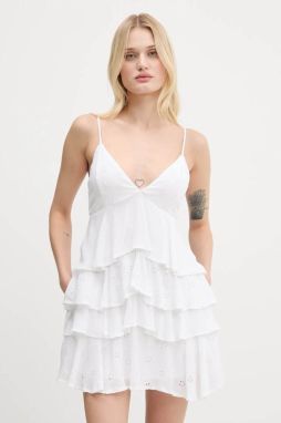Šaty Hollister Co. biela farba, mini, áčkový strih, KI359-5362