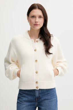 Bavlnený kardigán Tommy Hilfiger béžová farba, teplé, WW0WW45692