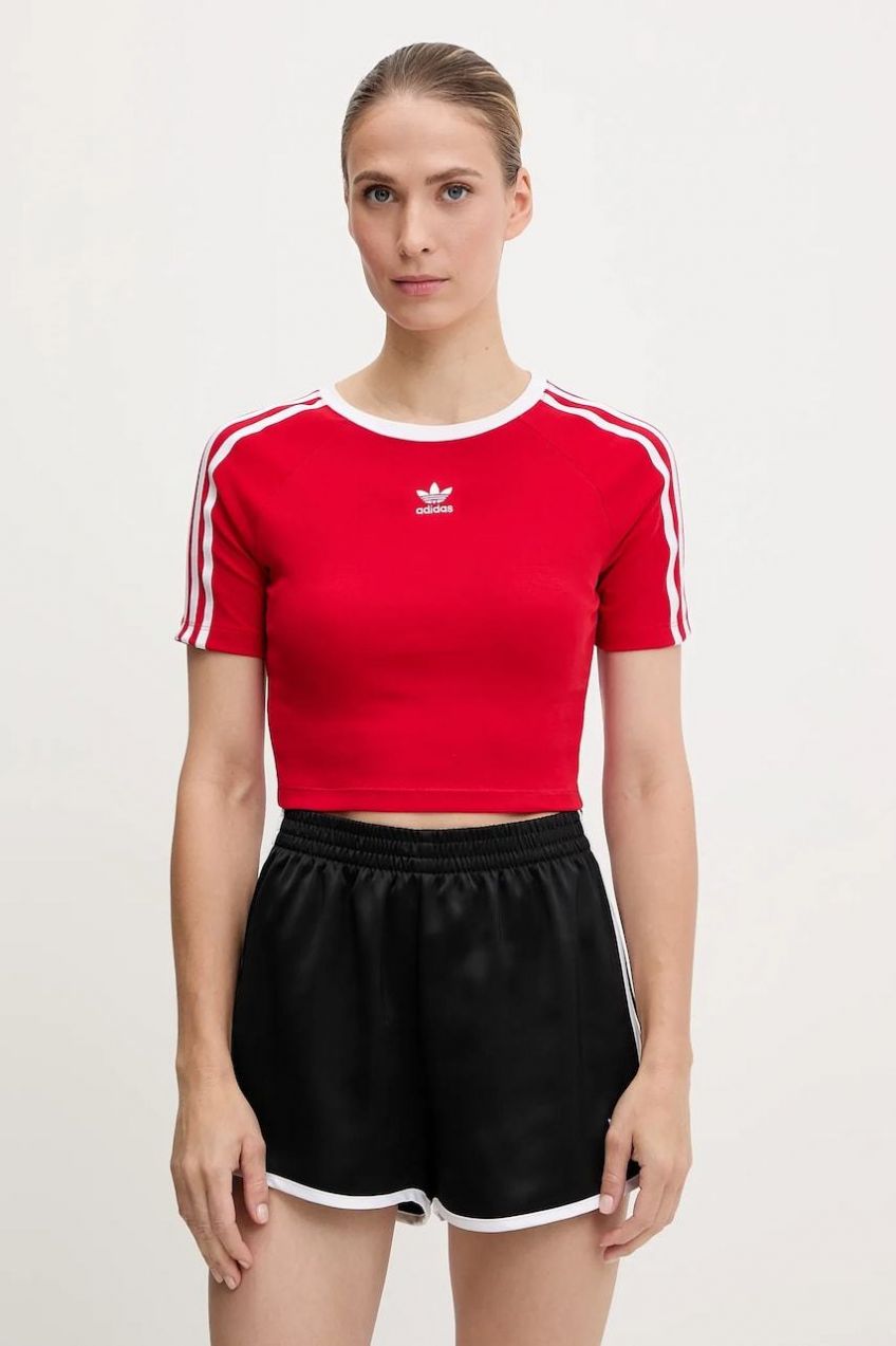 Detské tričko adidas Originals 3-Stripes červená farba, JD0303