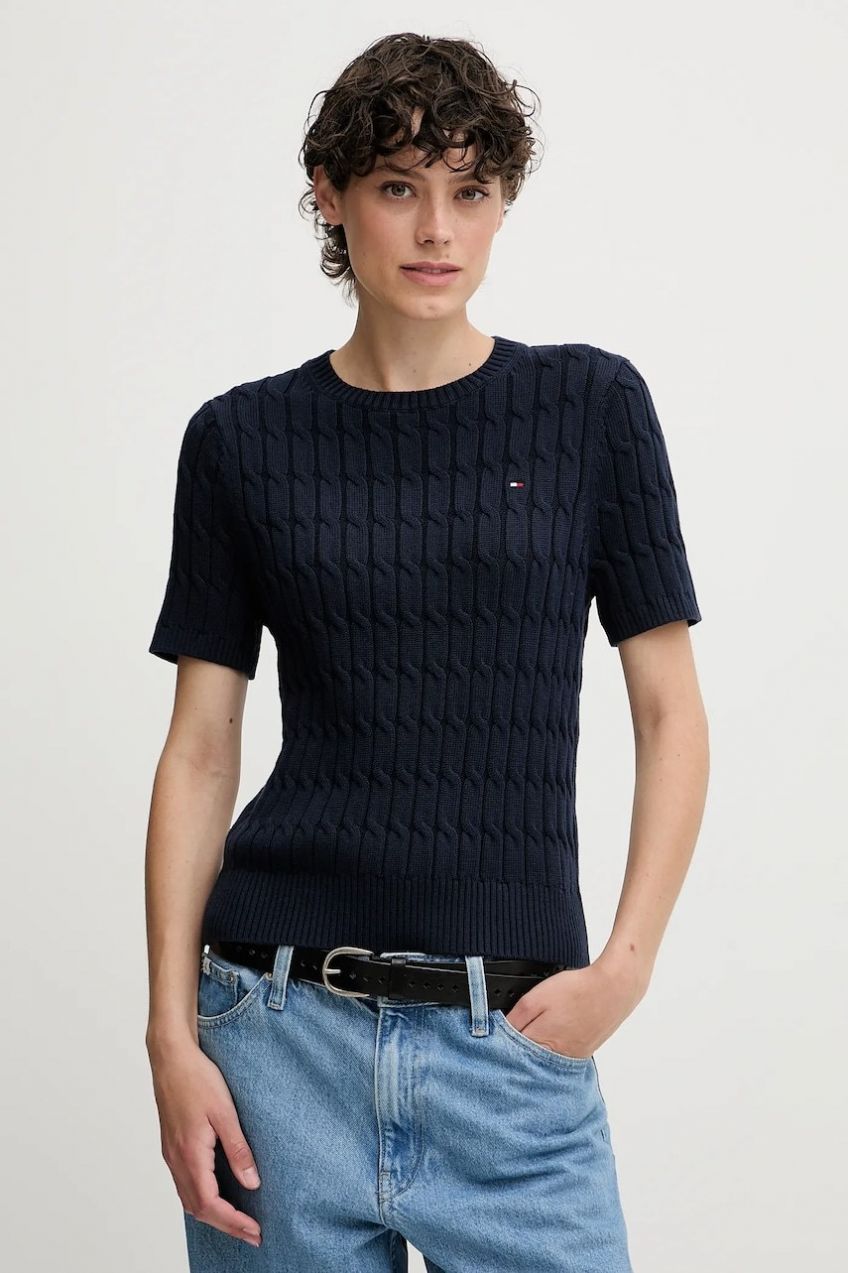 Bavlnený sveter Tommy Hilfiger tmavomodrá farba, WW0WW45656