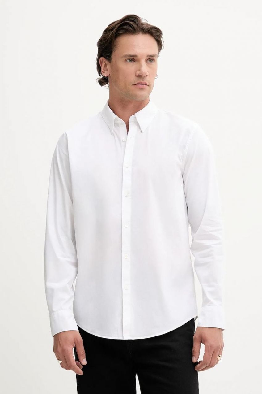 Košeľa Abercrombie & Fitch biela farba, regular, s golierom button-down, KI125-4314