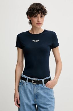 Tričko Tommy Jeans dámske, tmavomodrá farba, DW0DW20913