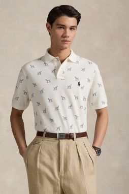 Bavlnené polo tričko Polo Ralph Lauren biela farba, vzorovaná, 710974597