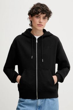 Mikina Calvin Klein Jeans čierna farba, s kapucňou, jednofarebná, LV047B237G