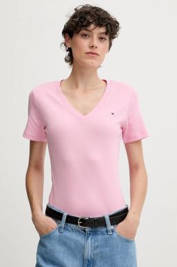 Bavlnené tričko Tommy Hilfiger dámske, tmavomodrá farba, WW0WW40584