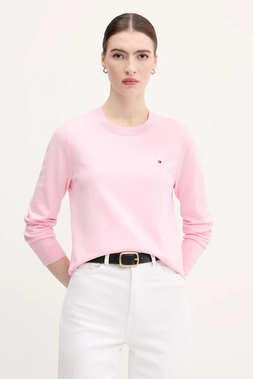 Sveter Tommy Hilfiger tmavomodrá farba, ľahké, WW0WW44984