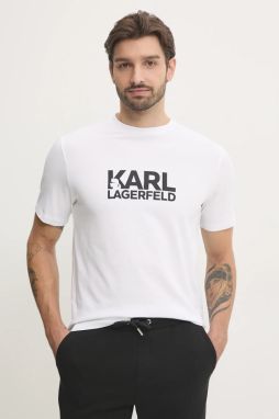 Tričko Karl Lagerfeld pánsky, biela farba, s potlačou, 551235.755087
