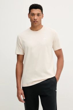 Bavlnené tričko adidas Originals Trefoil Essential pánske, béžová farba, jednofarebná, JY6268