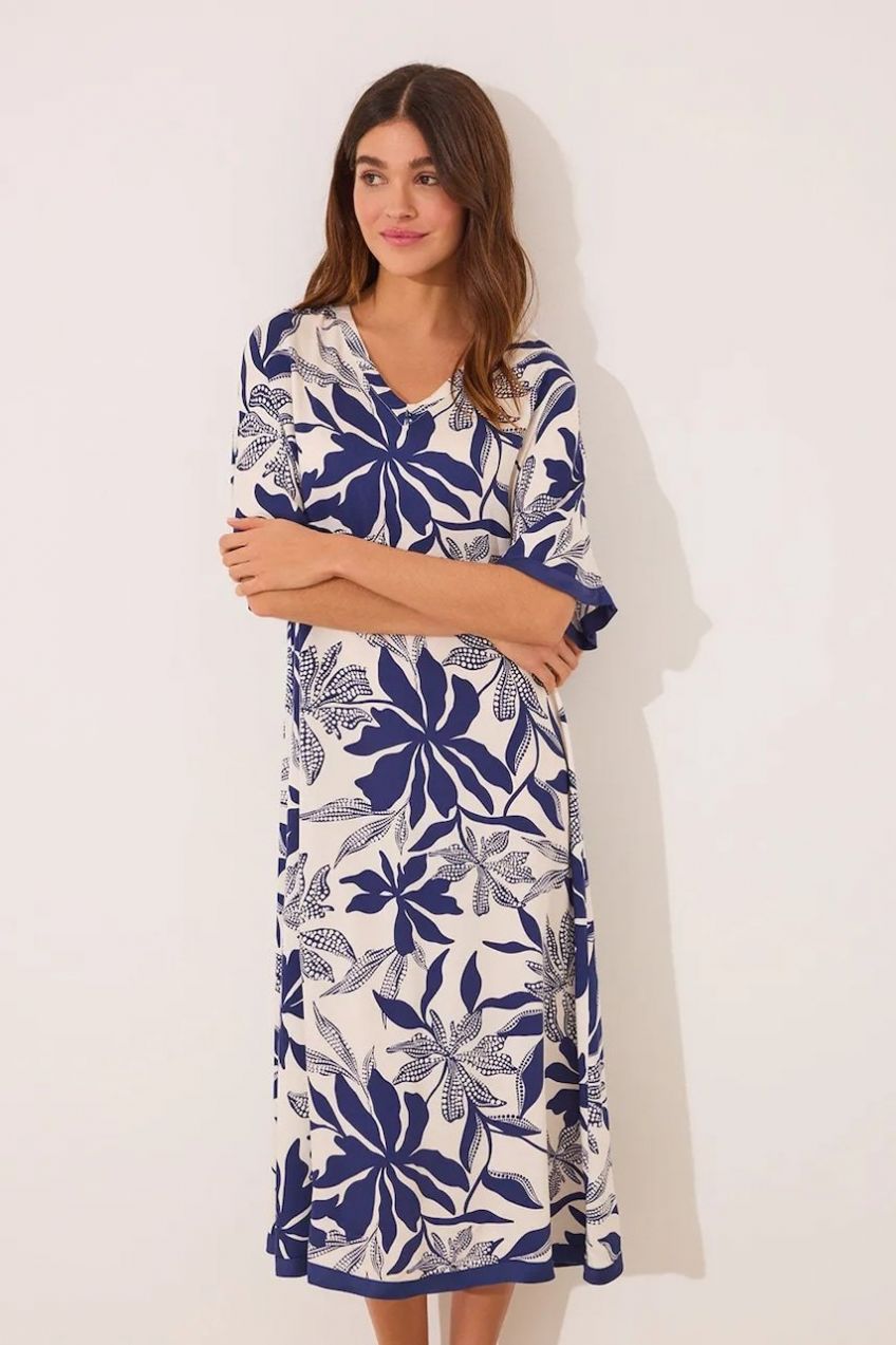 Šaty women'secret tmavomodrá farba, midi, rovný strih, 4479831