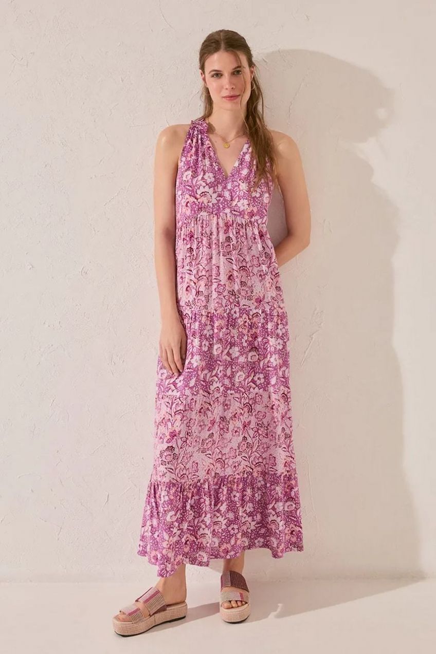 Šaty women'secret fialová farba, maxi, rovný strih, 4479835