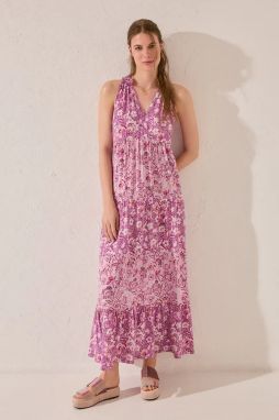 Šaty women'secret fialová farba, maxi, rovný strih, 4479835