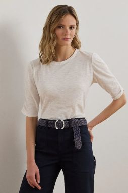 Bavlnené tričko Lauren Ralph Lauren dámske, biela farba, 200971080