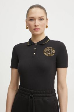 Bavlnené polo tričko Versace Jeans Couture dámske, čierna farba, 78HAGT00 CJ01T
