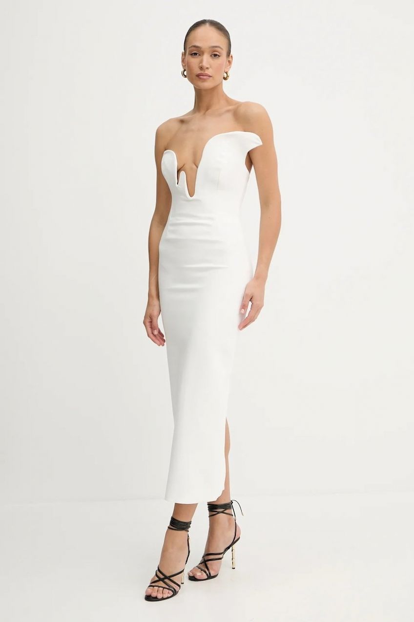Šaty Bardot ROSALYN čierna farba, maxi, priliehavé, 59733DB
