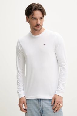 Bavlnené tričko s dlhým rukávom Tommy Jeans 2-pak biela farba, jednofarebné, DM0DM20731