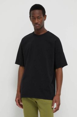 Bavlnené tričko American Vintage T-SHIRT ML COL ROND pánsky, čierna farba, jednofarebný, MFIZ02AE24