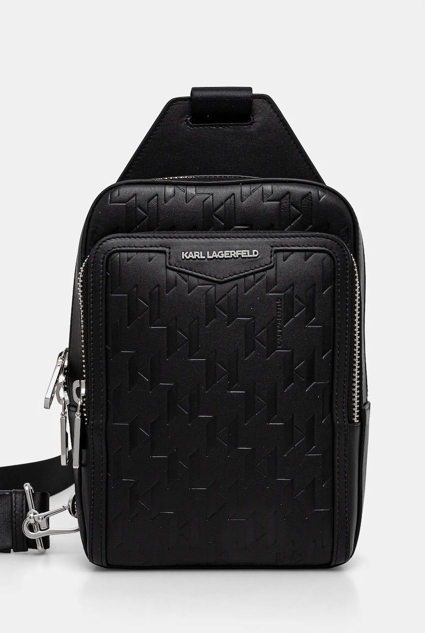 Kožená taška Karl Lagerfeld K/IKON čierna farba, A1M30398