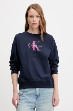 Mikina Calvin Klein Jeans tmavomodrá farba, s potlačou, LV047B234G