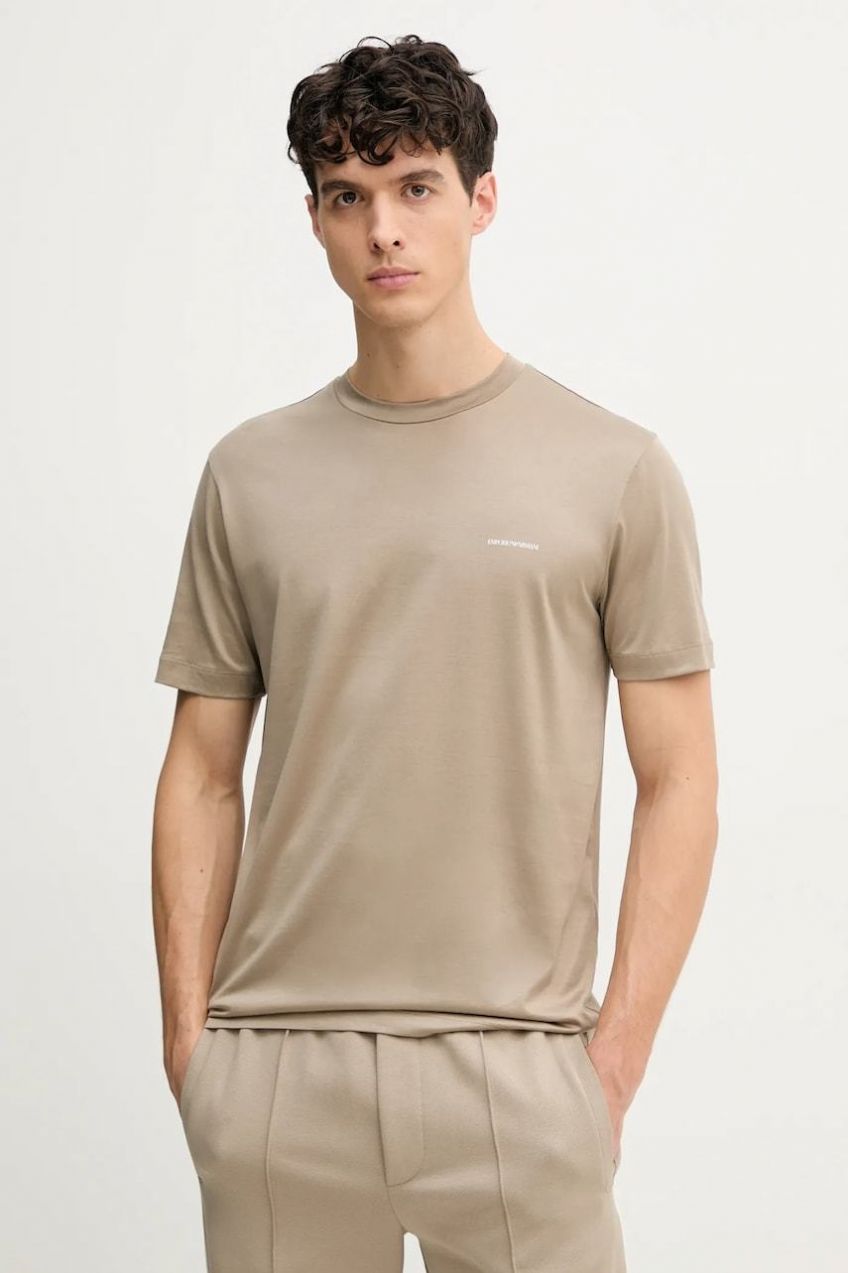 Tričko Emporio Armani pánsky, žltá farba, jednofarebný