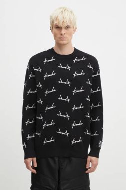 Sveter KSUBI Skript Knit pánsky, čierna farba, MFA24KW003