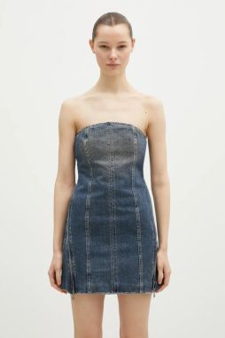 Rifľové šaty KSUBI Avenue Dress Sandstorm tmavomodrá farba, mini, priliehavá, WPS25DR006
