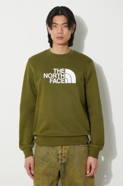 Bavlnená mikina The North Face M Drew Peak Crew pánska, zelená farba, s potlačou, NF0A4SVRPIB1