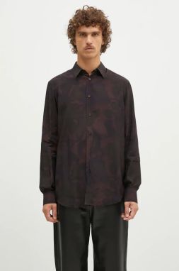Košeľa Paul Smith pánska, hnedá farba, regular, s klasickým golierom, M1R-901U-N02490