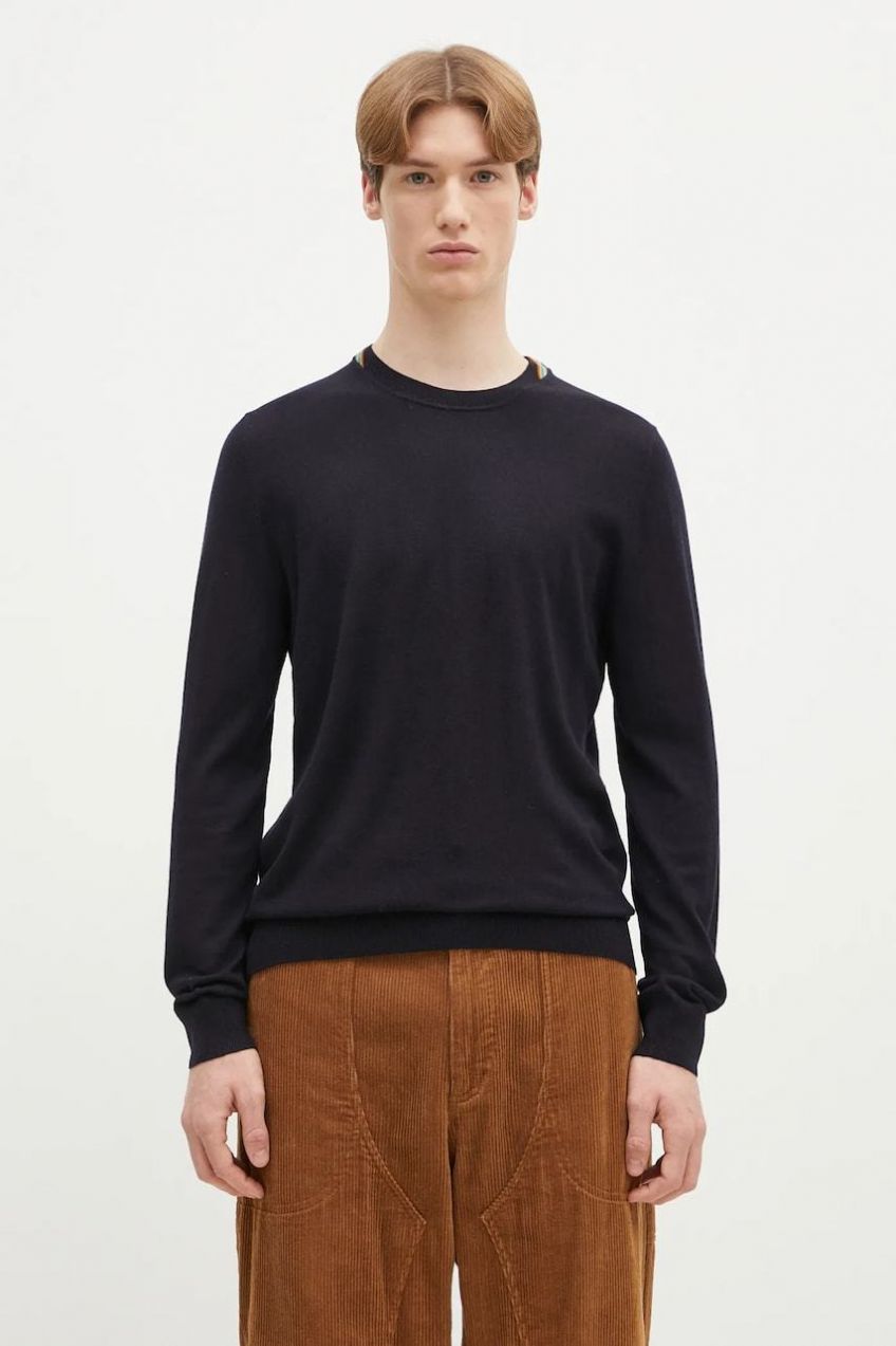 Vlnený sveter Paul Smith pánsky, tmavomodrá farba, tenký, M1R-251Z-P02094