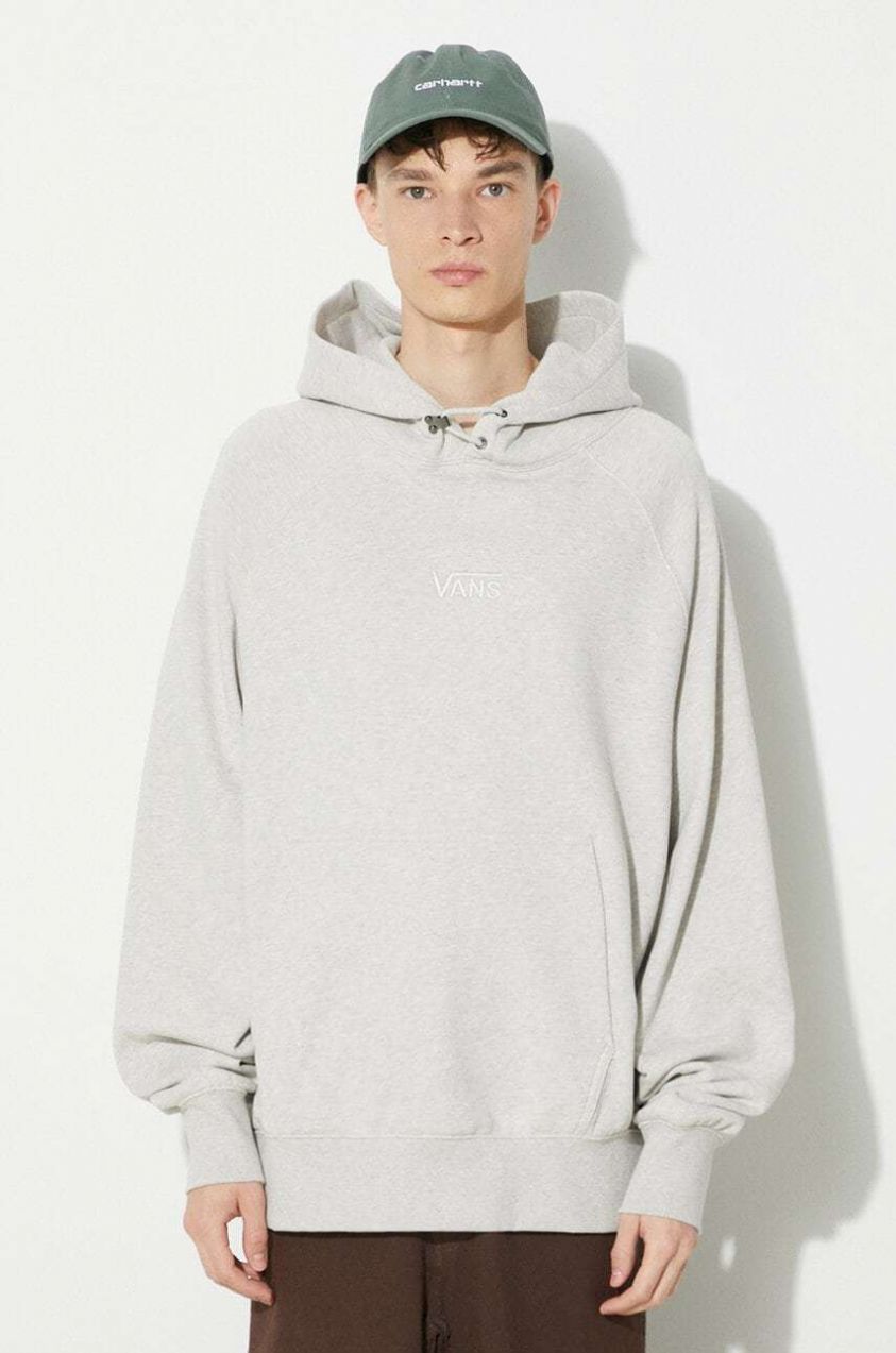 Bavlnená mikina Vans Premium Standards Hoodie Fleece LX pánska, béžová farba, s kapucňou, melanžová, VN000GZ1RKZ1