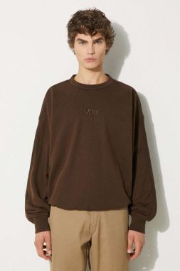 Bavlnená mikina Vans Premium Classics LX Crew Fleece pánska, hnedá farba, jednofarebná, VN000GBW3N11
