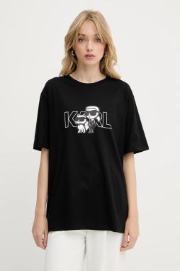Bavlnené tričko Karl Lagerfeld dámske, čierna farba, A3W17084
