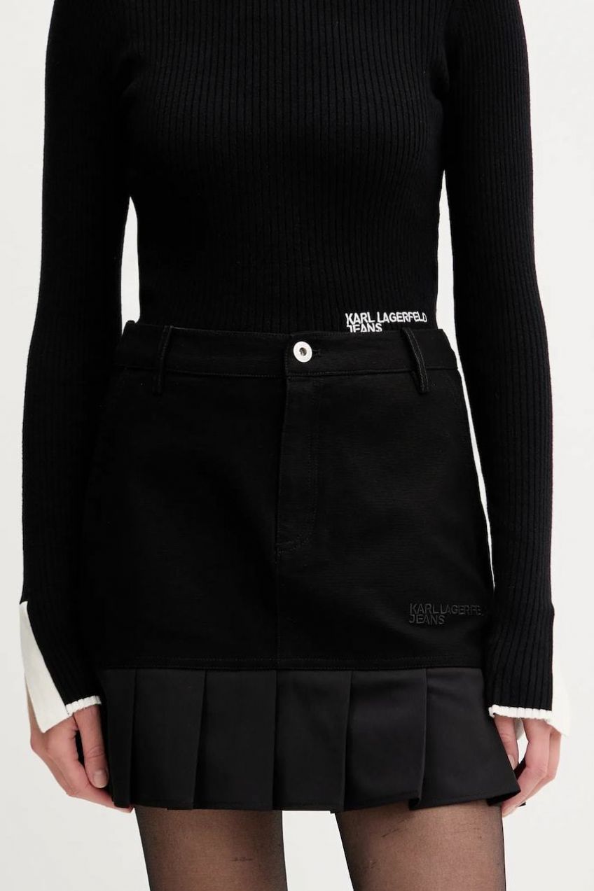 Sukňa Karl Lagerfeld Jeans čierna farba, mini, áčkový strih, A3W12012