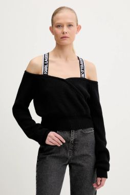 Sveter s prímesou vlny Karl Lagerfeld Jeans čierna farba, teplý, A3W18009