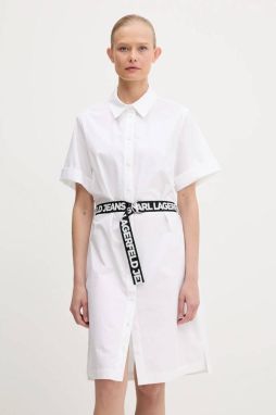 Bavlnené šaty Karl Lagerfeld Jeans biela farba, mini, rovný strih, A3W13030