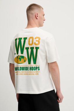 Tričko adidas Originals Glbl Hoops Tee pánske, béžová farba, s potlačou, JW6650