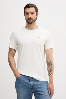 Bavlnené tričko Barbour AUSTWICK pánske, béžová farba, s nášivkou, MTS1000