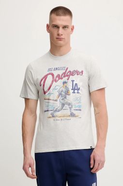 Bavlnené tričko 47 brand MLB Los Angeles Dodgers pánske, šedá farba, s potlačou, BB012TEMECH685053CK
